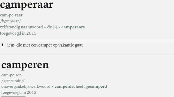Camperaar in Dikke van Dale
