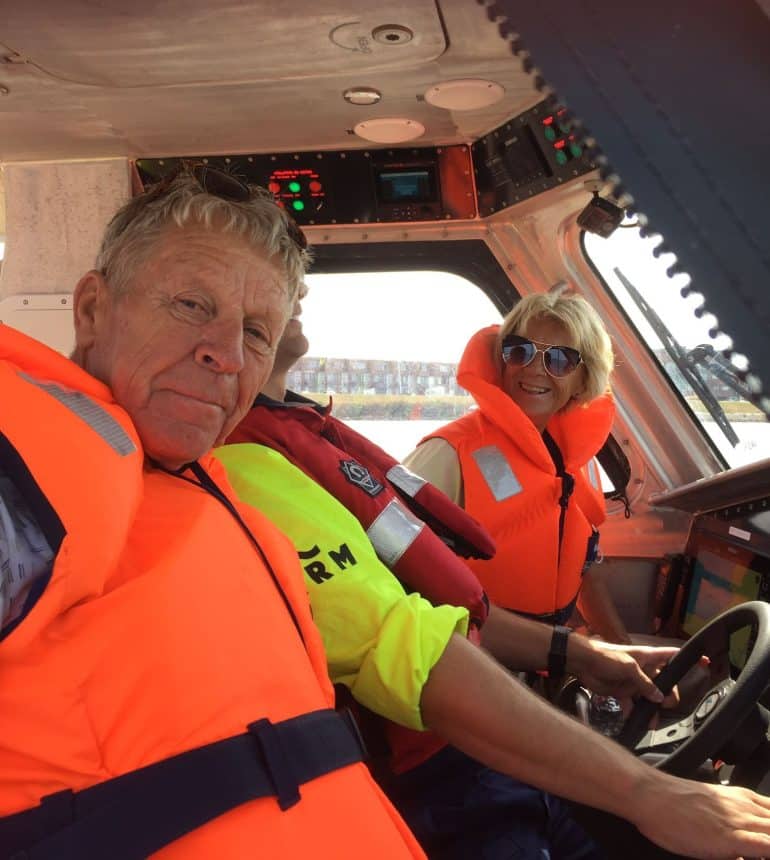 TestTour Denemarken_Fons en Rinske_op de boot